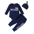thumbnail image 1 of Aojekbee Baby Boy Fall Outfit Letter Print Long Sleeve Romper with Long Pants and Hat 3 Pcs Set, 1 of 10
