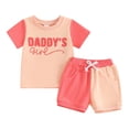 thumbnail image 1 of Aojekbee Baby Boys Girls Summer Outfits Fuzzy Letter Embroidered Contrast Color Short Sleeve T-Shirts Tops and Shorts 2Pcs Clothes Set, 1 of 10