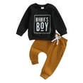 thumbnail image 1 of Aojekbee Baby Boys Pants Set, Long Sleeve Crew Neck Letters Print Sweatshirt with Elastic Waist Sweatpants Infant Clothes, 1 of 10