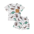 thumbnail image 1 of Aojekbee Baby Boys Summer Outfits Dinosaur Print Short Sleeves T-Shirt and Elastic Shorts Set for 2 Piece Vacation Clothes Set, 1 of 10