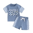 thumbnail image 1 of Aojekbee Baby Boys Summer Outfits Letter Embroidery Short Sleeves T-Shirt and Elastic Shorts Set for 2 Piece Clothes Set, 1 of 10
