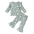 thumbnail image 1 of Aojekbee Baby Girl 2Pcs Fall Outfits Ruffle Long Sleeve Floral Print Tops + Flare Pants Set Toddler Clothes, 1 of 10