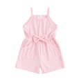 thumbnail image 1 of Aojekbee Baby Girl Summer Jumpsuit Sleeveless Neck Solid Color Romper Shorts Toddler Playsuit, 1 of 10