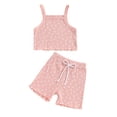 thumbnail image 1 of Aojekbee Baby Girl Summer Outfits Cute Floral Print Sleeveless Cami Tops + Shorts Set Infant 2Pcs Clothes, 1 of 10