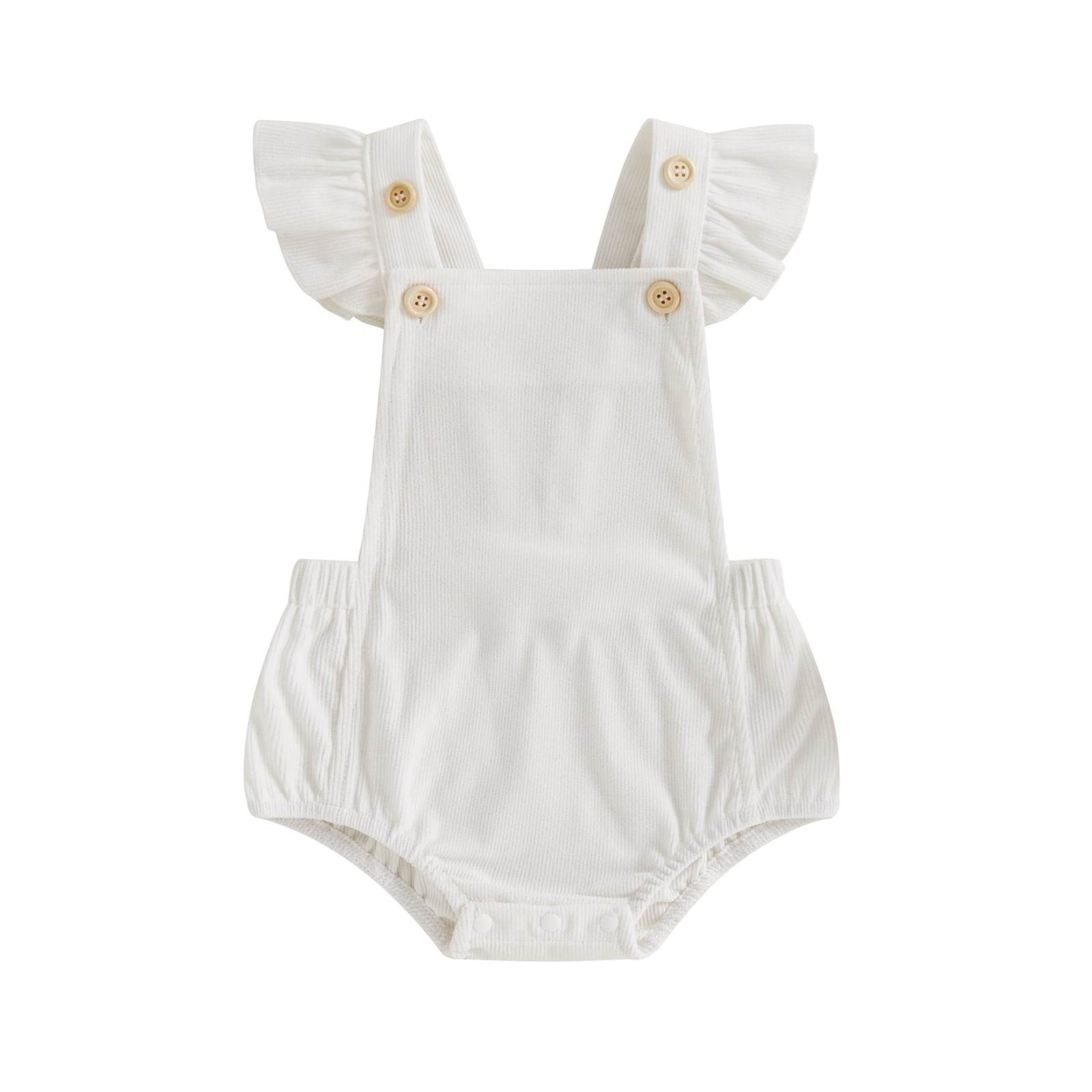 Aojekbee Baby Girl Summer Overalls Romper Casual Solid Color Corduroy