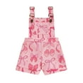 thumbnail image 1 of Aojekbee Baby Girl Summer Overalls Sleeveless Elastic Waist Football Print Suspender Romper Toddler Playsuit, 1 of 10
