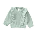 thumbnail image 1 of Aojekbee Baby Girl Sweater, Long Sleeve Crew Neck Frills Solid Winter Warm Knit Pullover Sweater Infant Clothes, 1 of 10
