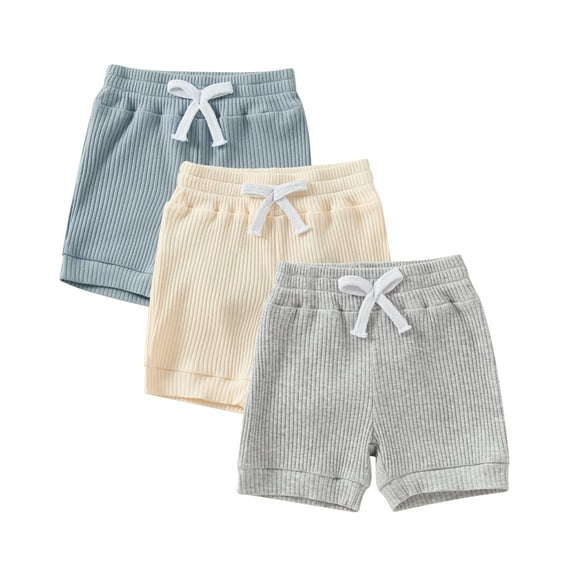 Aojekbee Baby Girls Boys Shorts Set, Elastic Waist Solid Summer Shorts Bottoms for Casual Daily