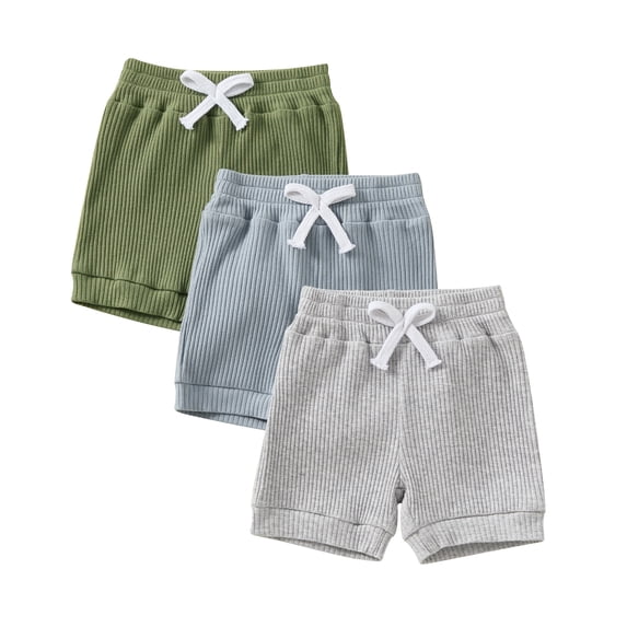 Aojekbee Baby Girls Boys Shorts Set, Elastic Waist Solid Summer Shorts Bottoms for Casual Daily