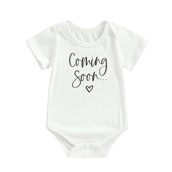 Aojekbee Baby Girls Boys Summer Rompers Short Sleeve Crew Neck Letter Heart Print Casual Romper