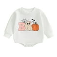 thumbnail image 1 of Aojekbee Baby Girls Boys Sweatshirts Rompers Halloween Clothes Letter Ghost Pumpkin Bat Print Long Sleeve Toddler Fall Bodysuits, 1 of 10