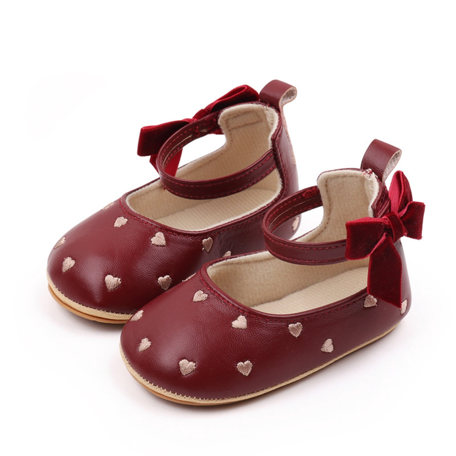 Aojekbee Baby Girls Mary Jane Flats Soft Velvet Bowknot Princess Dress