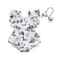 thumbnail image 1 of Aojekbee Baby Girls Rompers Duck Print Ruffles Fly Sleeve Bodysuits Summer Clothes with Headband, 1 of 10