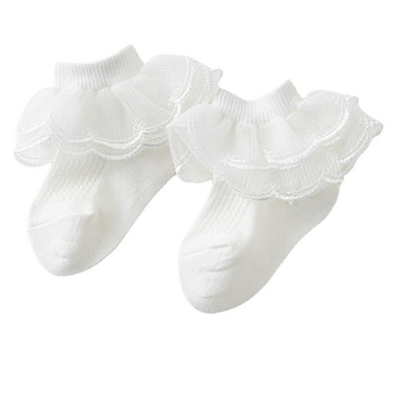 Aojekbee Baby Girls Ruffle Socks Soft Mesh Frilly Socks Princess Dress Socks Toddler Ankle Socks