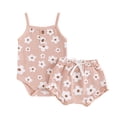 thumbnail image 1 of Aojekbee Baby Girls Shorts Outfits Floral Print Sleeveless Romper with Ruffled Short Pants 2 Pcs Set, 1 of 10
