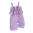 thumbnail image 1 of Aojekbee Baby Girls Summer Casual Jumpsuit Sleeveless Solid Color Ruffle Trim Cami Playsuit, 1 of 10