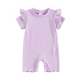thumbnail image 1 of Aojekbee Baby Girls Summer Casual Jumpsuit Solid Color Short Sleeve O Neck Ruffle Romper, 1 of 10