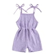 thumbnail image 1 of Aojekbee Baby Girls Summer Casual Jumpsuits Infant Sleeveless Solid Color Short Cami Playsuits, 1 of 10