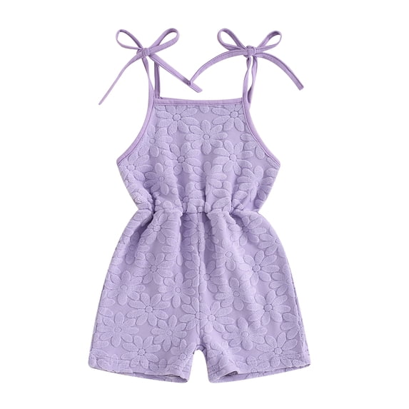 Aojekbee Baby Girls Summer Casual Jumpsuits Infant Sleeveless Solid Color Short Cami Playsuits
