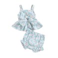 thumbnail image 1 of Aojekbee Baby Girls Summer Shorts Sets Sleeveless Daisy Print Bow Cami Tops PP Shorts Sets, 1 of 9