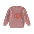 thumbnail image 1 of Aojekbee Baby Halloween Sweaters Long Sleeve Round Neck Pumpkin Embroidery Knit Tops Toddler Sweatshirts, 1 of 10
