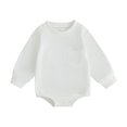 thumbnail image 1 of Aojekbee Baby Romper, Long Sleeve Crew Neck Solid Fall Bodysuit Clothes with Pocket for Girls Boys, 1 of 10