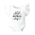 thumbnail image 1 of Aojekbee Infant Baby Girl Ruffled Sleeves Jumpsuit Letter Print Round Neck Romper for Mother's Day, 1 of 10