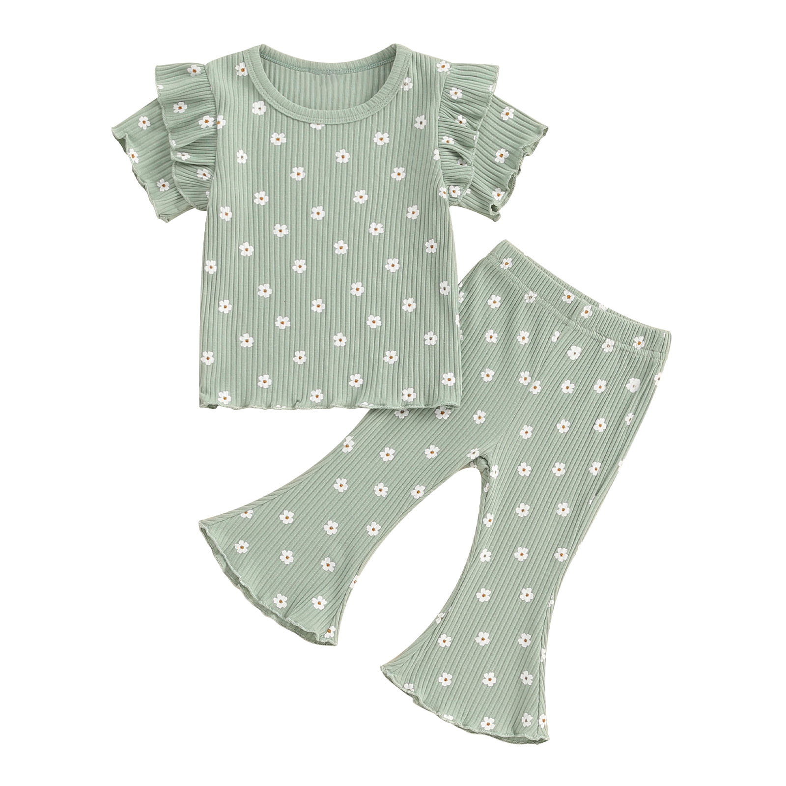 Little bees print two piece jersey pants set for girls main image 0