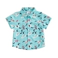 thumbnail image 1 of Aojekbee Kids Baby Boy Button down Shirt Western Cow Head Print Short Sleeve Tops Casual T-Shirts for Toddler Summer Clothes, 1 of 10