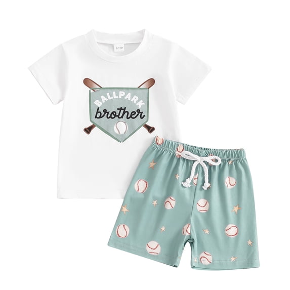 Aojekbee Kids Boys Shorts Set, Short Sleeve Letters Tag T-shirt with Elastic Waist Shorts Toddler Set Summer Outfit