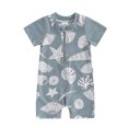 thumbnail image 1 of Aojekbee Kids Boys Summer Swimwear Casual Cute Sea Element Prints Zipper Short Sleeve Monokini Swimsuit Beachwear Bathing Suit, 1 of 10