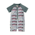 thumbnail image 1 of Aojekbee Kids Boys Summer Swimwear Casual Tractor/Fish Print Short Sleeve Zipper Rash Guard Swimsuit Beachwear Bathing Suit, 1 of 10