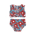 thumbnail image 1 of Aojekbee Kids Girl 4th of July Swimsuits Summer Letter Floral Print Knotted Tankini and Elastic Shorts Set Bikini Bathing Suits, 1 of 10