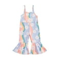 thumbnail image 1 of Aojekbee Kids Girl Romper Overalls Casual Summer Floral Print Sleeveless Flared Pants Jumpsuit for Newborn Toddler Cute Clothes, 1 of 10