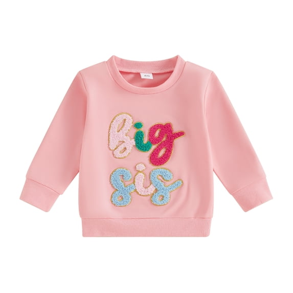 Aojekbee Kids Girls Sweatshirt, Long Sleeve Crew Neck Embroidery Letters Pullover Hoodie Clothes