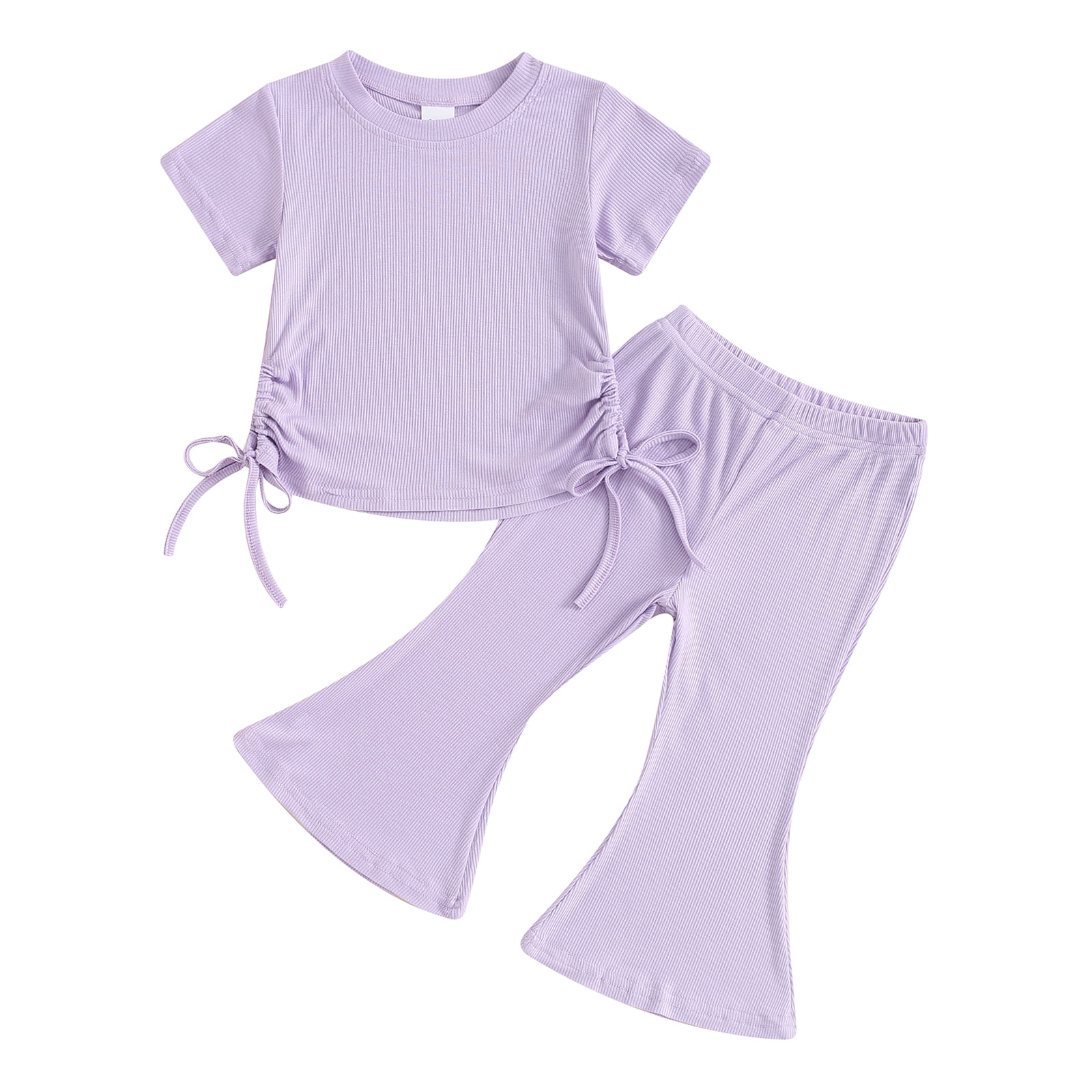 Children's Headband, Round Neck Ruffle Sleeve Top and Pants Set main image 0