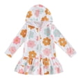 thumbnail image 1 of Aojekbee Little Girls Summer Swimwear Dress Long Sleeve Zipper Hooded Floral Beachwear Cover Up Bating Towel, 1 of 10
