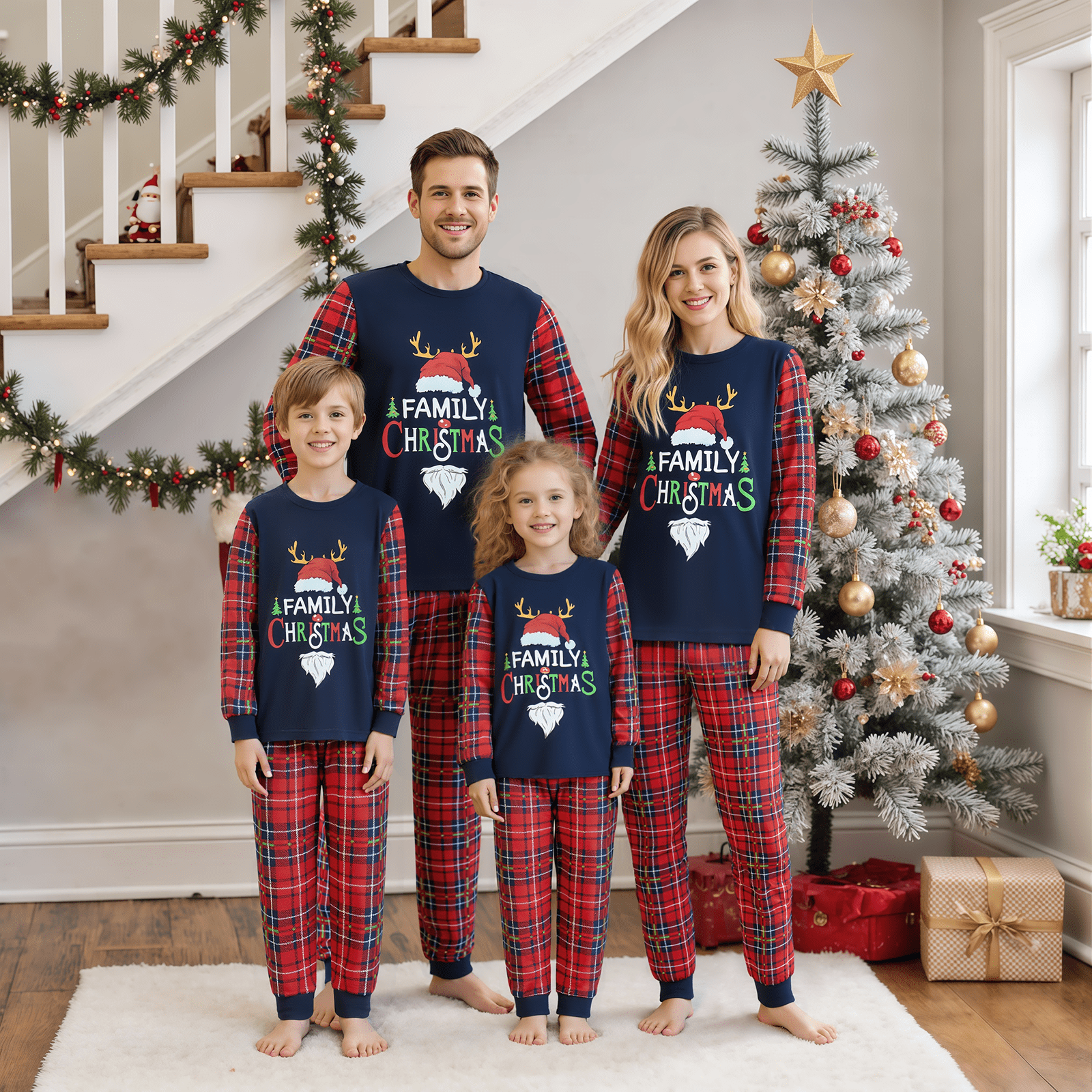Aojekbee Matching Family Christmas Pajamas Holiday PJS Loungewear Soft ...