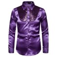 thumbnail image 1 of Aojekbee Men Sequins Nightclub Host Shirts Long Sleeve Turn-Down Collar Tops Evening Party Button-Down Slim Fit Prom Costume, 1 of 5