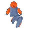 thumbnail image 1 of Aojekbee Toddler Boy Dinosaur Outfits, Contrast Color Long Sleeve Hoodie Elastic Waist Pants 2 Piece Set for Fall, 1 of 10
