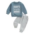 thumbnail image 1 of Aojekbee Toddler Boy Fall Outfits Letter Print Long Sleeve Round Neck Sweatshirt and Solid Color Pants 2 Pcs Set, 1 of 10