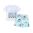 thumbnail image 1 of Toddler Boy Shorts Outfit Letter Print Short Sleeve T-Shirt with TreeCar Print Shorts for Summer, 1 of 10