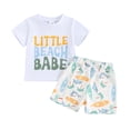 thumbnail image 1 of Toddler Boy Shorts Outfit Letter Print Short Sleeve T-Shirt with TreeCar Print Shorts for Summer, 1 of 10