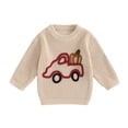thumbnail image 1 of Aojekbee Toddler Girls Boys Sweater Halloween Clothes Car Pumpkin Embroidered Long Sleeve Kids Pullovers Fall Tops, 1 of 10