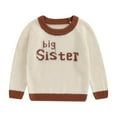 thumbnail image 1 of Aojekbee Toddler Girls Sweater Letter Embroidery Contrast Color Long Sleeve Pullovers Fall Winter Kids Clothes Baby Jumpers Tops, 1 of 10