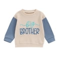 thumbnail image 1 of Aojekbee Toddler Pullover Sweatshirt Casual Letter Embroidery Round Neck Contrasting Long Sleeve Waffle Tops for Little Boys Girls, 1 of 10