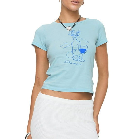 Aojekbee Women's Crop T-Shirt Casual Slim Fit Round Neck Short Sleeve Letter Print Graphic Tops for Summer