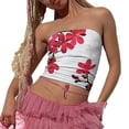 thumbnail image 1 of Aojekbee Women's Floral Print Tube Tops Summer Strapless Bandeau Tops Slim Fit Shirts Streetwear, 1 of 9