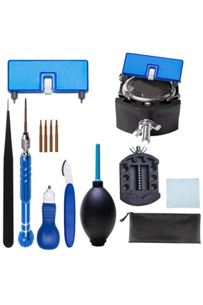 Watch Repair Tool Kit, 13-Piece Set with Case Opener, Tweezers, Screwdriver for Battery Replacement