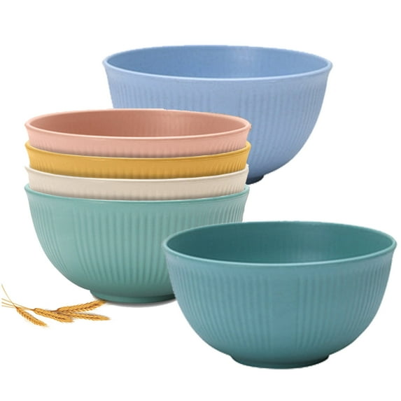 Aokelily 6PCS Unbreakable 24 Oz Cereal Bowls,Reusable Wheat Straw Kitchen Bowls, Sturdy and Stackable, Dishwasher Microwave Safe